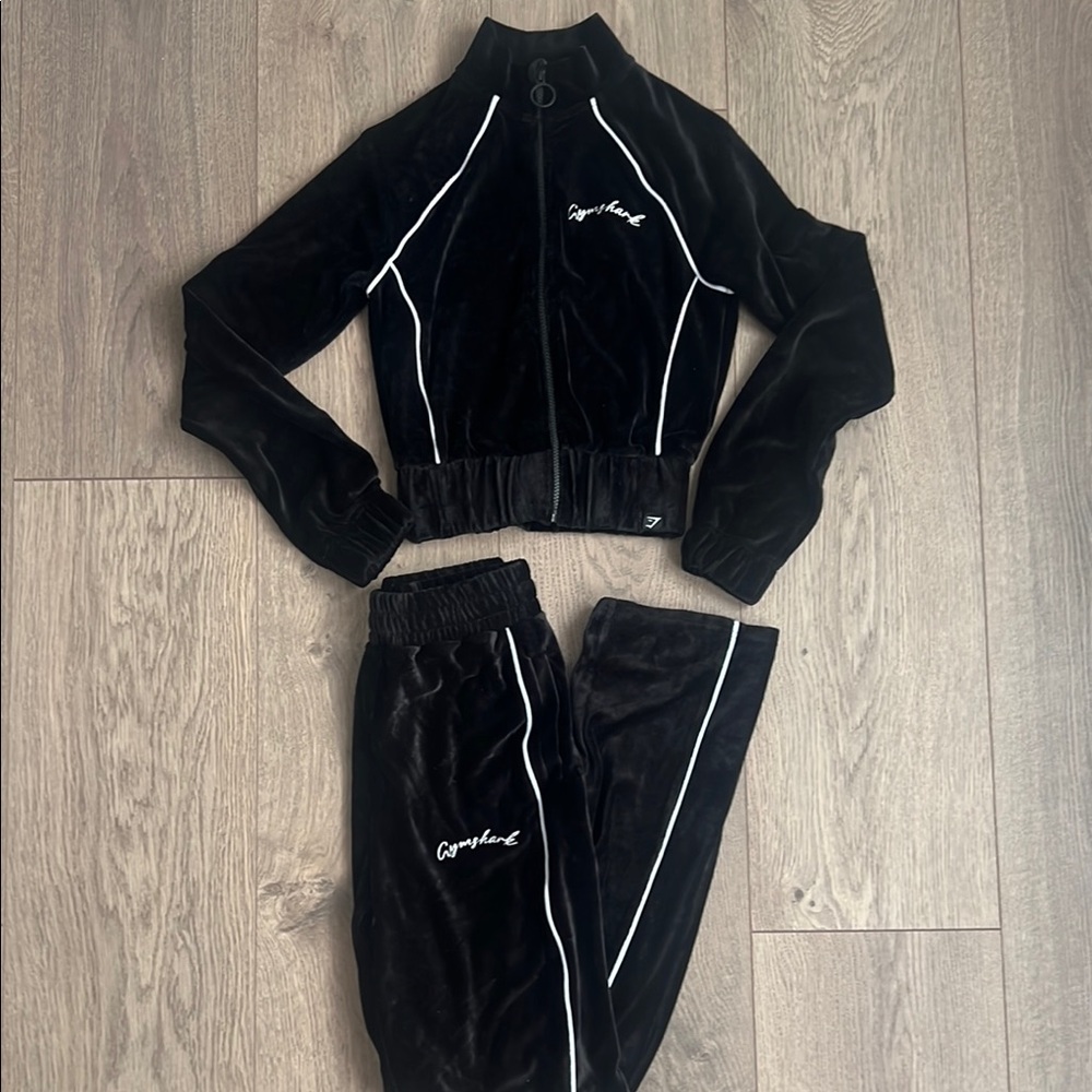 Gymshark Black Track Pants with White Piping